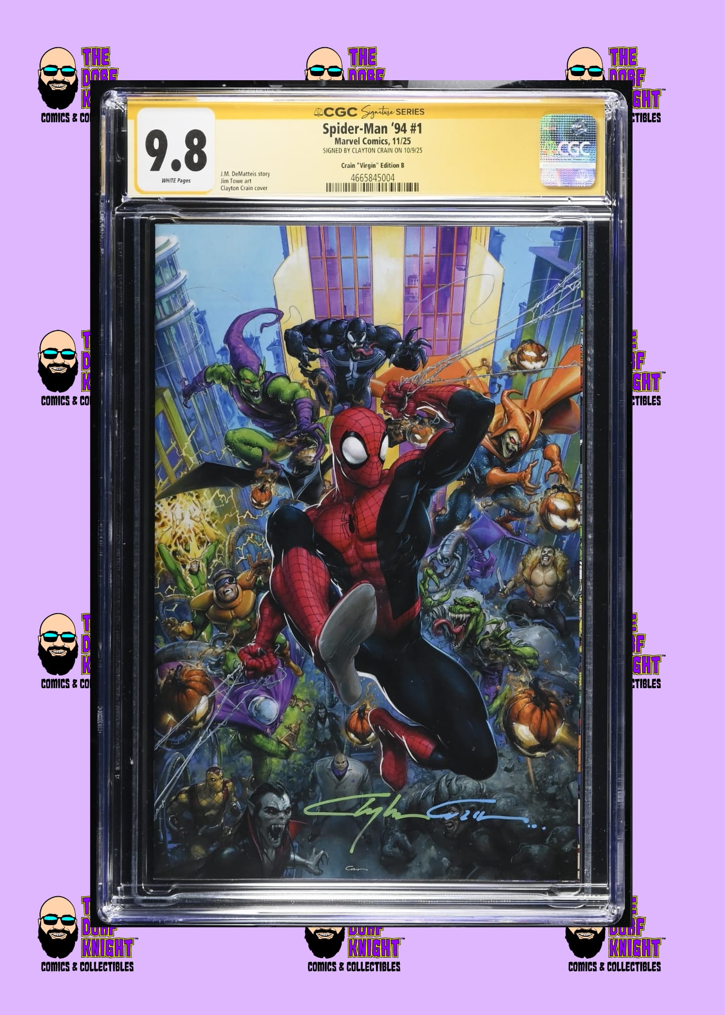 Spider-Man '94 #1 - Crain "Virgin" Edition B - Signed by Clayton Crain - 9.8