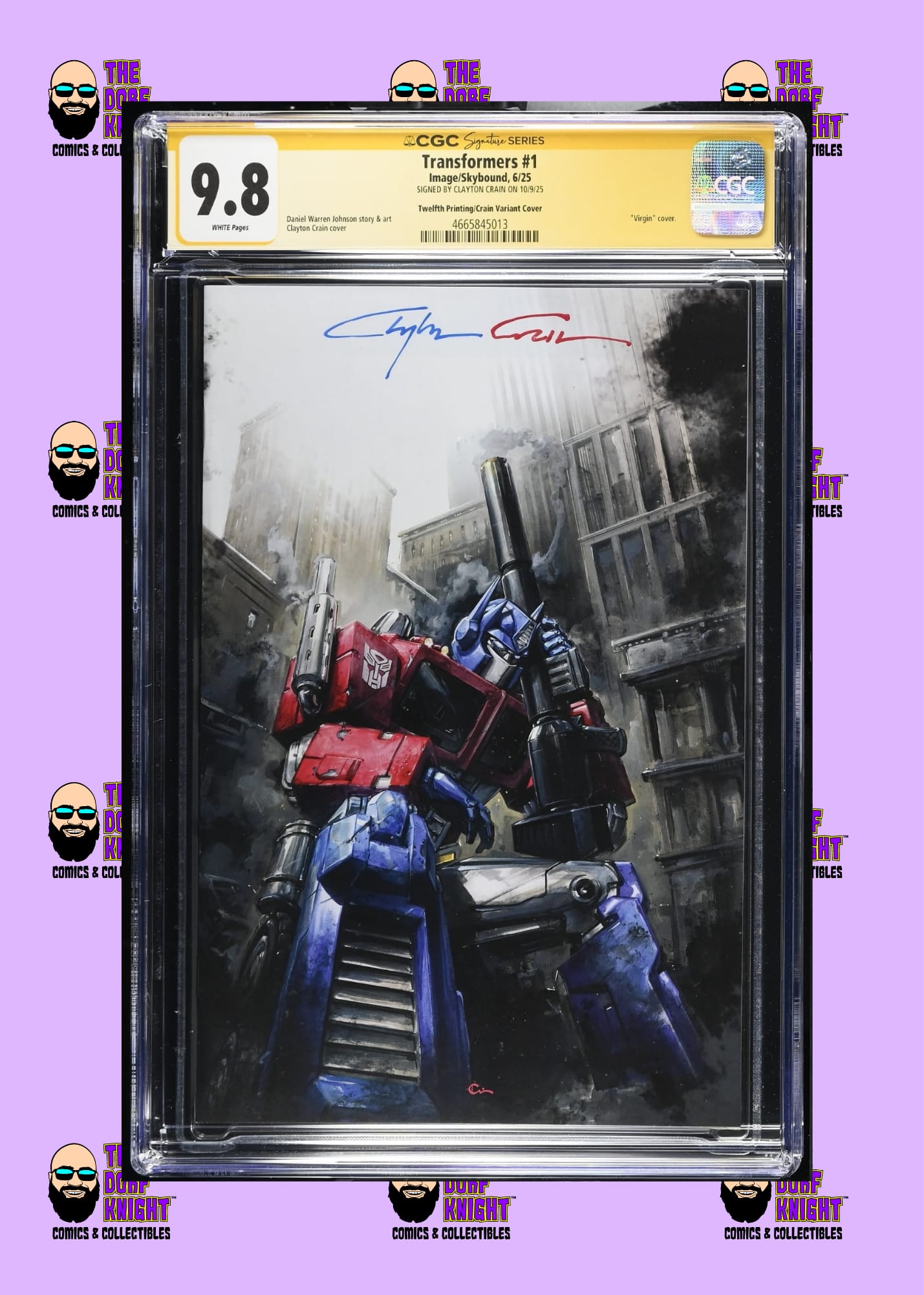 Transformers #1 - Twelfth Printing/Crain Variant Cover - Signed by Clayton Crain - 9.8