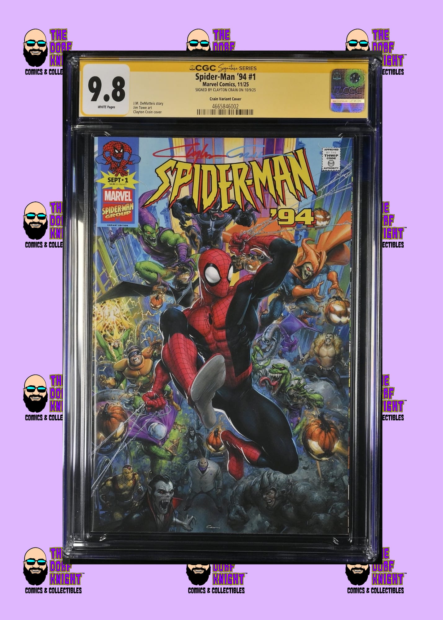 Spider-Man '94 #1 - Crain Variant Cover - Signed by Clayton Crain - 9.8