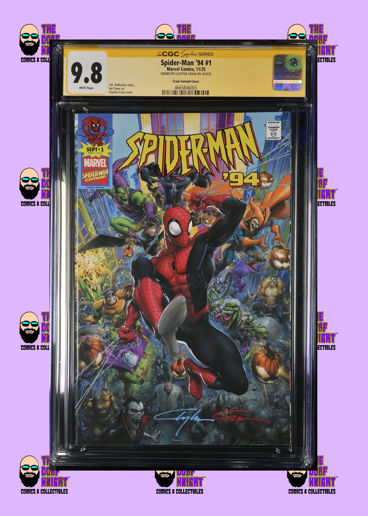 Spider-Man '94 #1 - Crain Variant Cover - Signed by Clayton Crain - 9.8