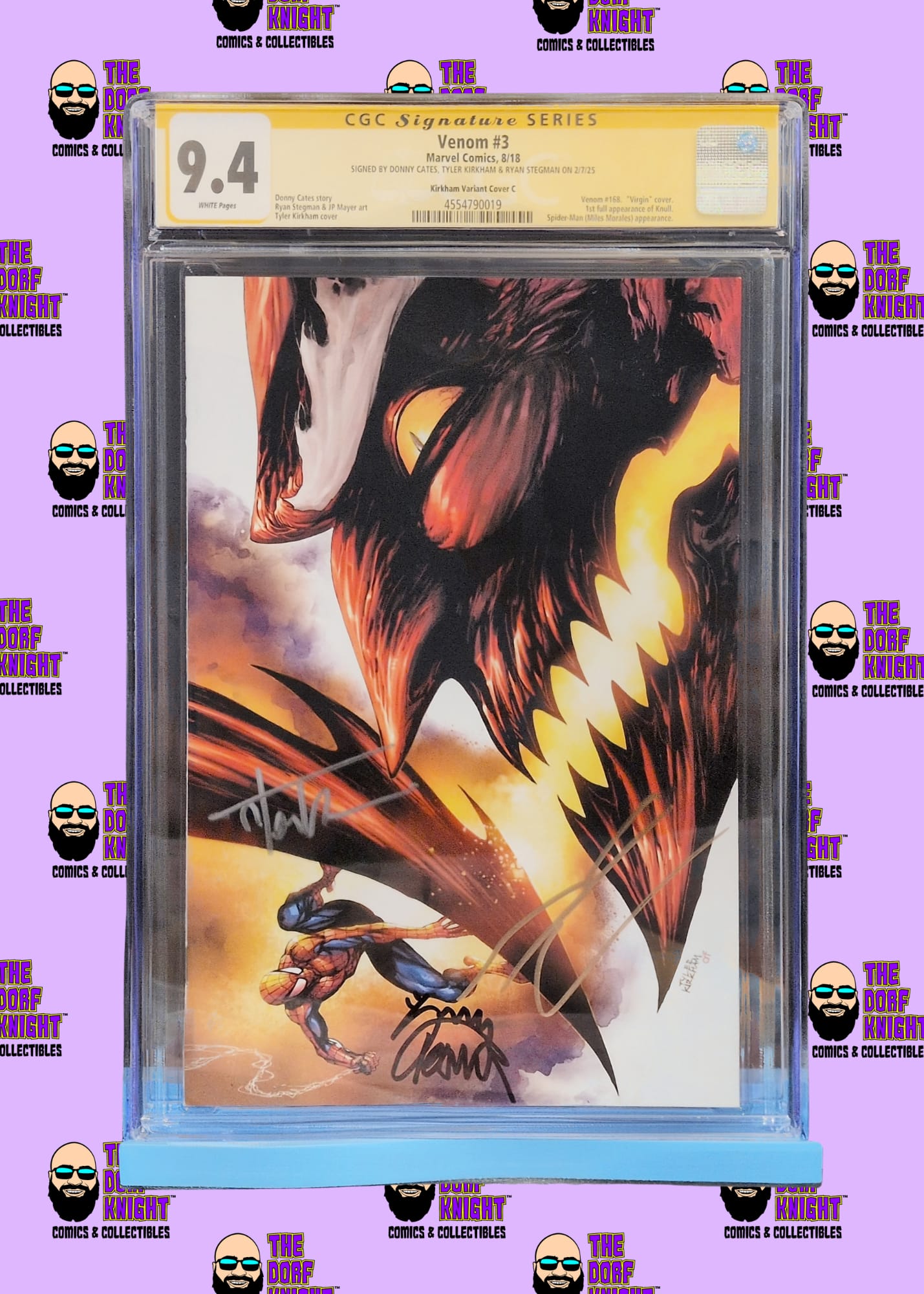 Venom #3 - Kirkham Variant Cover C - Signed by Donny Cates, Tyler Kirkham & Ryan Stegman - 9.4