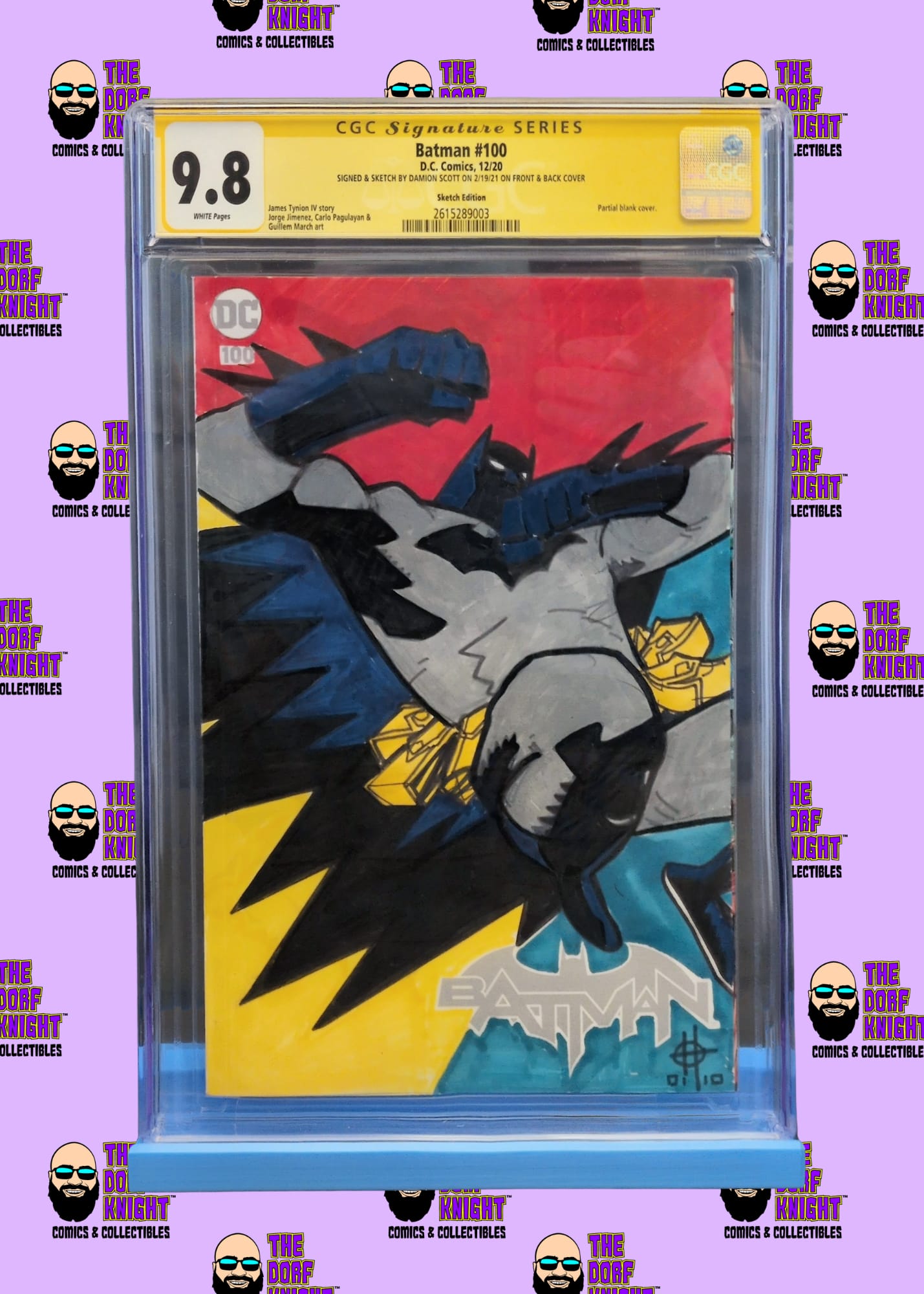 Batman #100 - Sketch Edition - Signed & Sketch by Damion Scott - 9.8