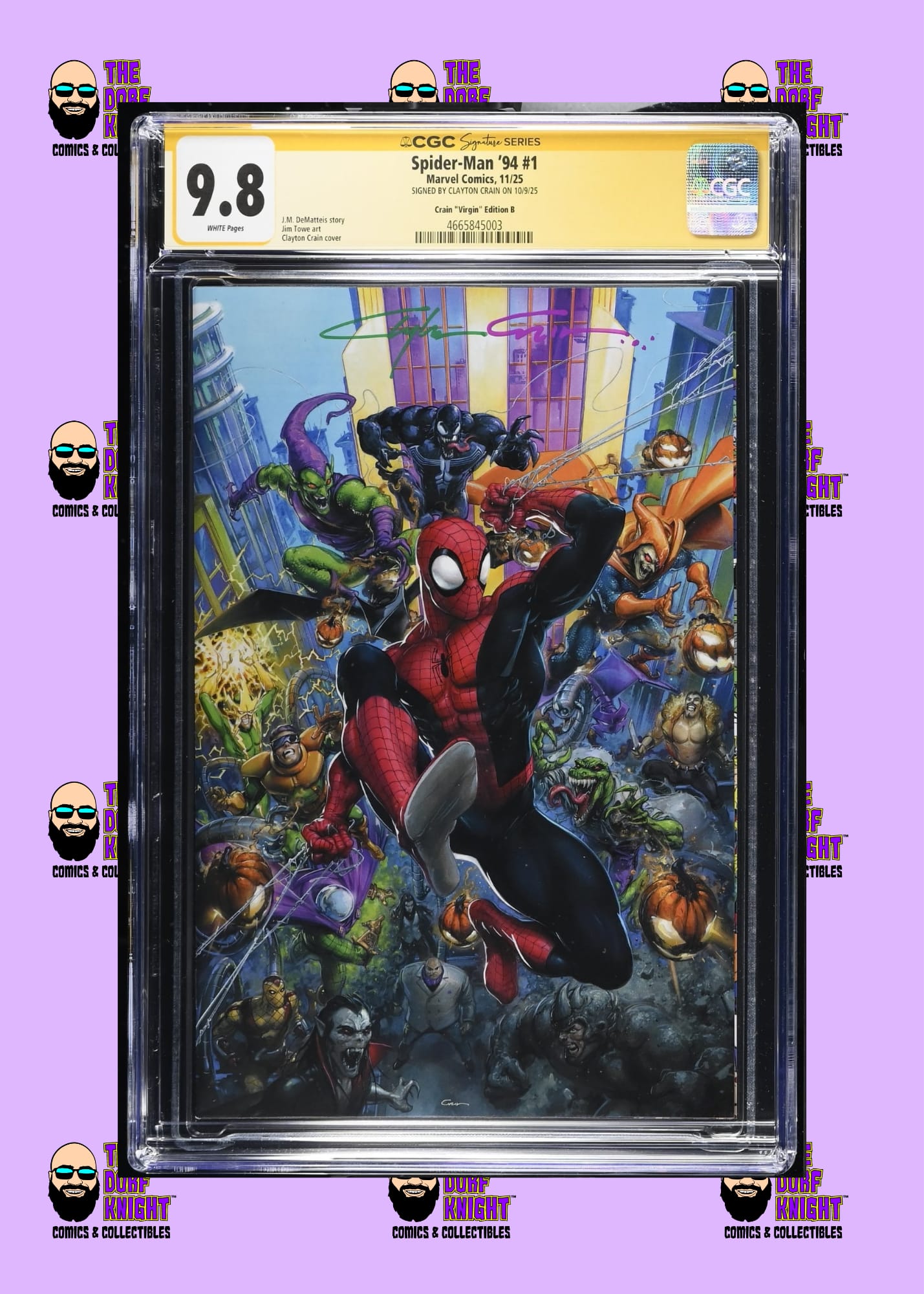 Spider-Man '94 #1 - Crain "Virgin" Edition B - Signed by Clayton Crain - 9.8