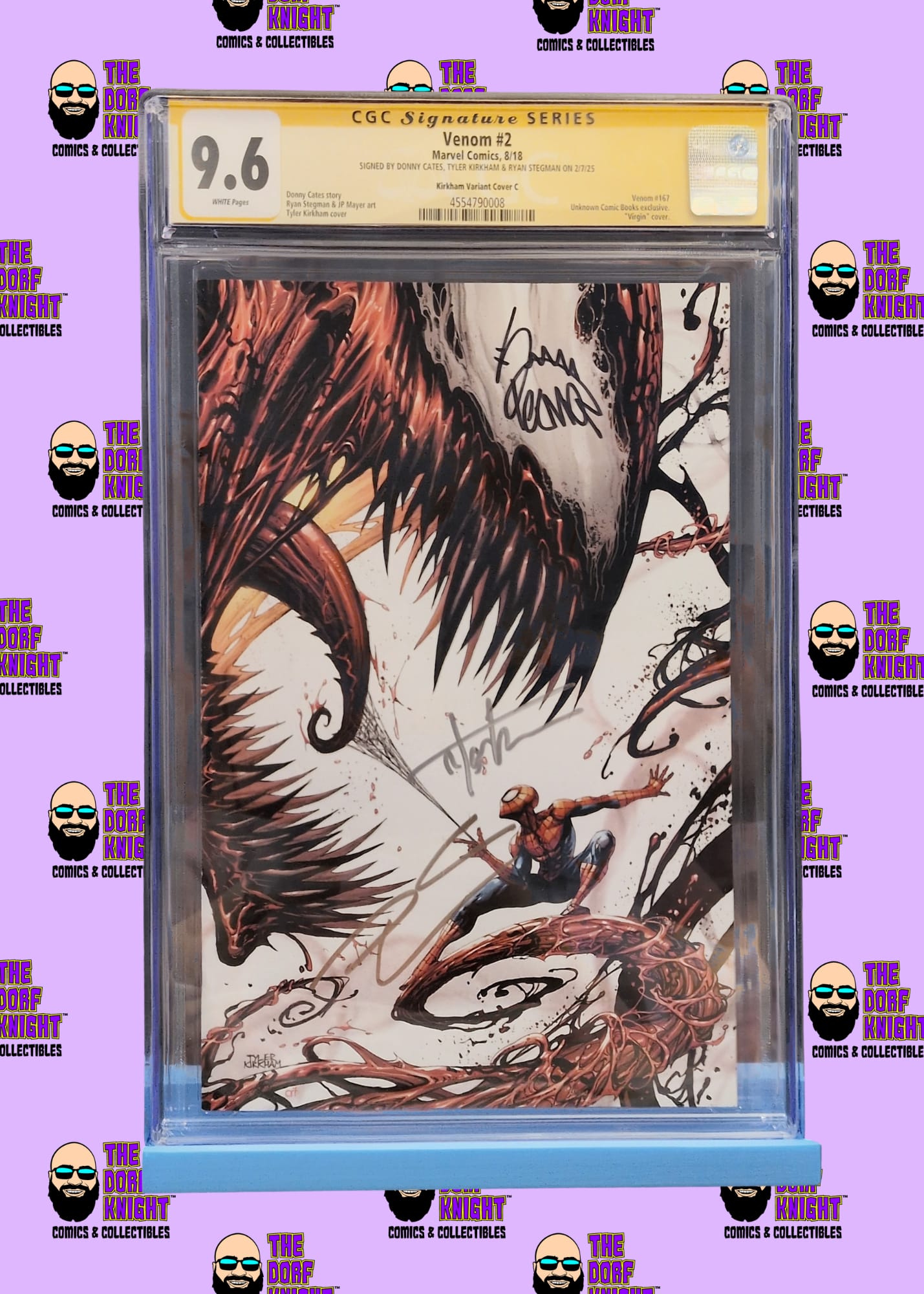 Venom #2 - Kirkham Variant Cover C - Signed by Donny Cates, Tyler Kirkham & Ryan Stegman - 9.6