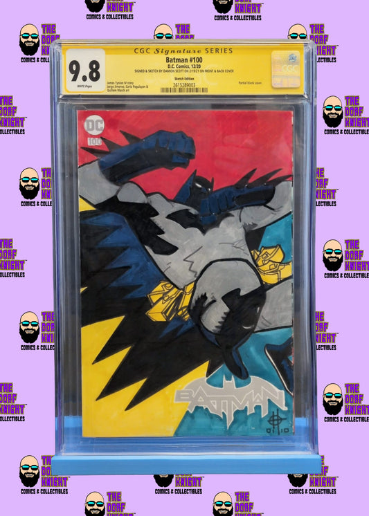 Batman #100 - Sketch Edition - Signed & Sketch by Damion Scott - 9.8