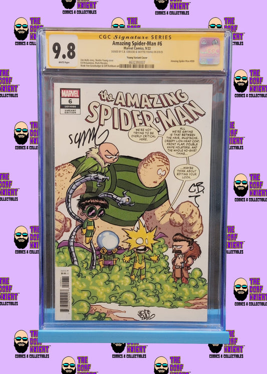 Amazing Spider-Man #6 - Young Variant Cover - Signed by C.B. Cebulski & Skottie Young - 9.8
