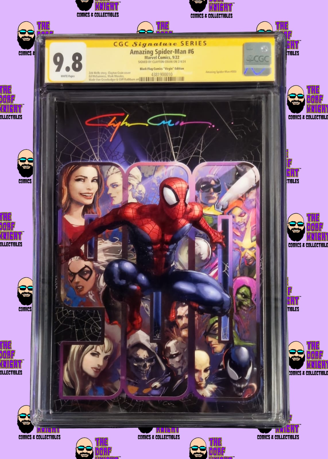 Amazing Spider-Man #6 - Black Flags Comics "Virgin" Edition - Signed by Clayton Crain - 9.8